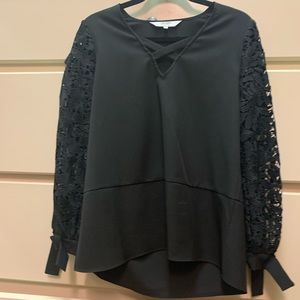 Beautiful Black Crosby Blouse w/Lace Detail